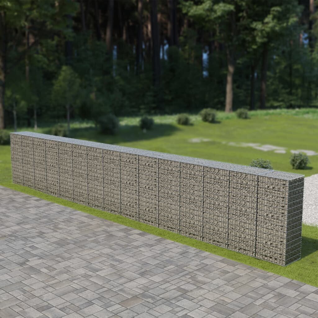 vidaXL gabions ar vāku, cinkots tērauds, 900x50x150 cm cena un informācija | Žogi un piederumi | 220.lv