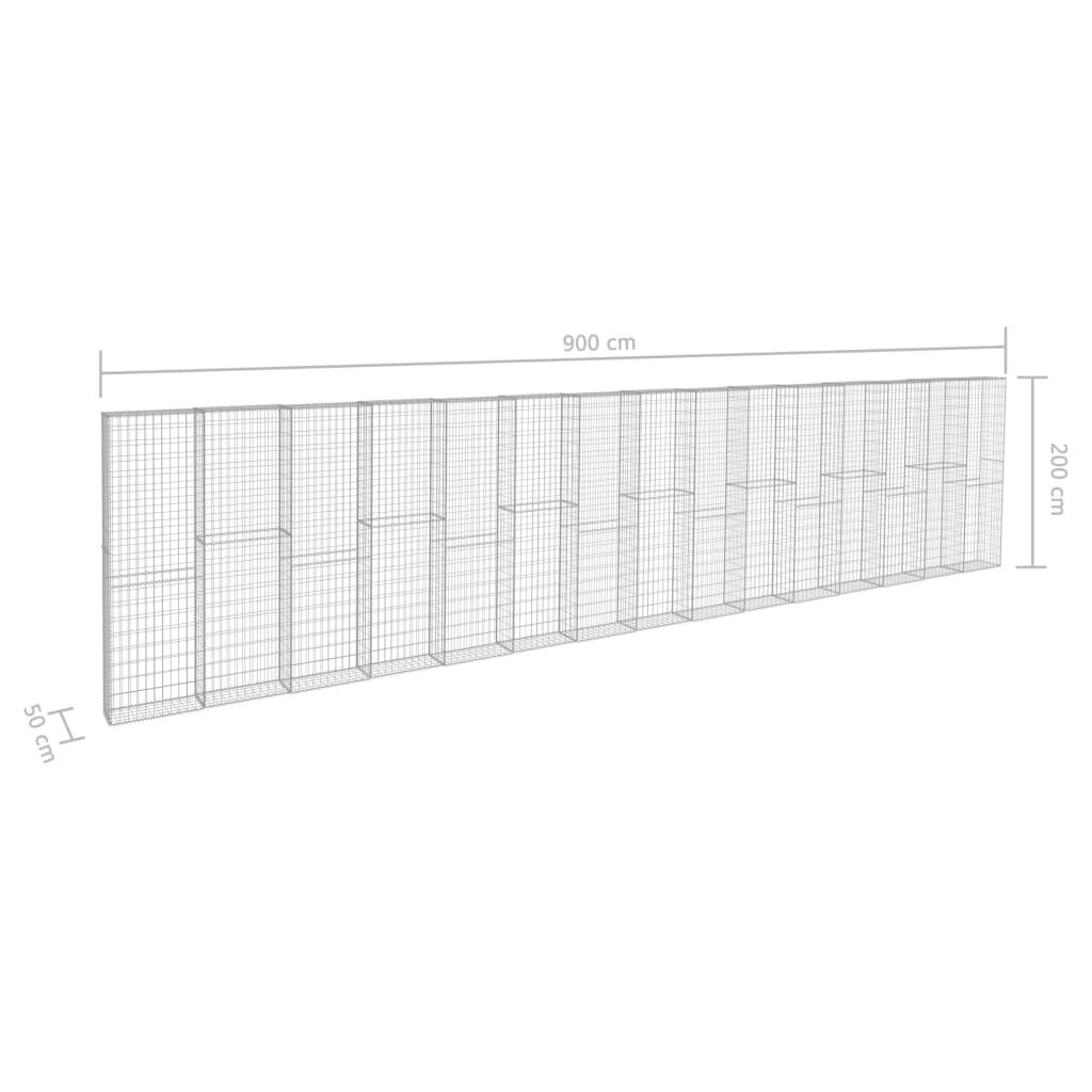 vidaXL gabions ar vāku, cinkots tērauds, 900x50x200 cm цена и информация | Žogi un piederumi | 220.lv