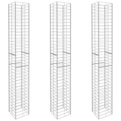 vidaXL gabionu grozi, 3 gab., cinkots tērauds, 25x25x197 cm cena un informācija | Žogi un piederumi | 220.lv