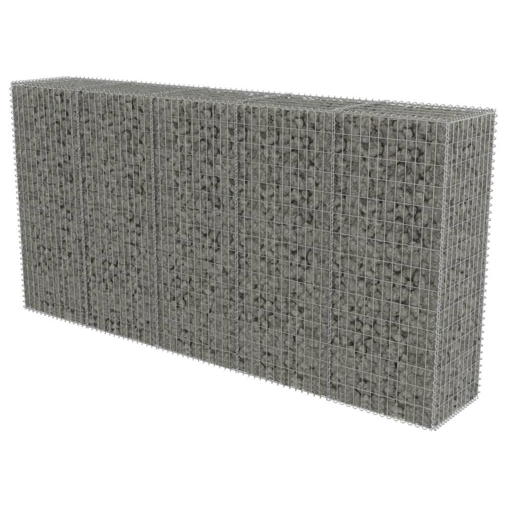 vidaXL gabions ar vāku, cinkots tērauds, 300x50x150 cm cena un informācija | Žogi un piederumi | 220.lv