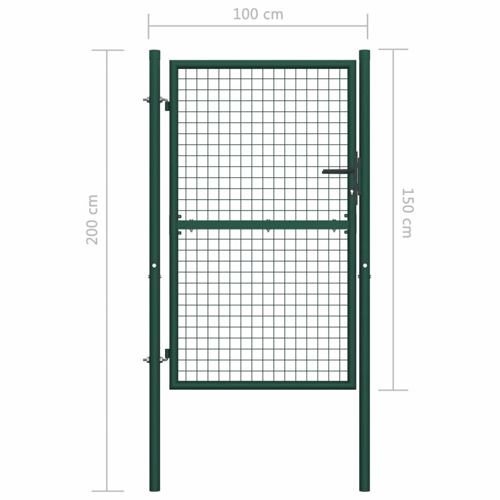 vidaXL žoga vārti, tērauds, 100x150 cm, zaļi cena un informācija | Žogi un piederumi | 220.lv