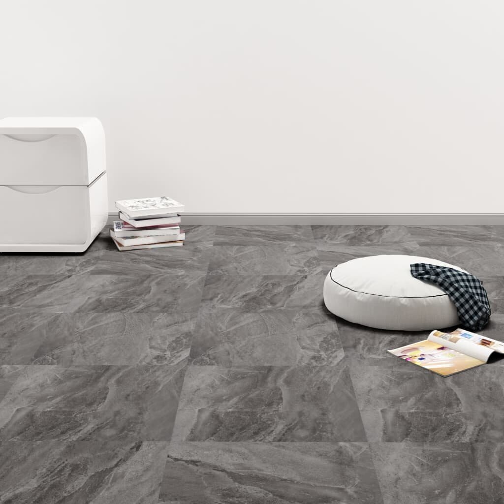 vidaXL grīdas flīzes, pašlīmējošas, 5,11 m², melns raksts, PVC цена и информация | Āra grīdas segumi | 220.lv