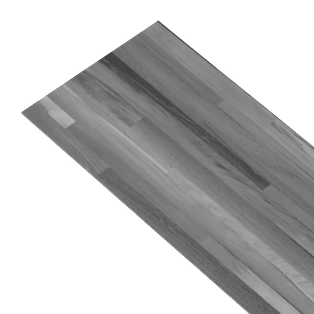 vidaXL grīdas dēļi, pašlīmējoši, 5,02 m², 2 mm, svītraini pelēks PVC cena un informācija | Āra grīdas segumi | 220.lv