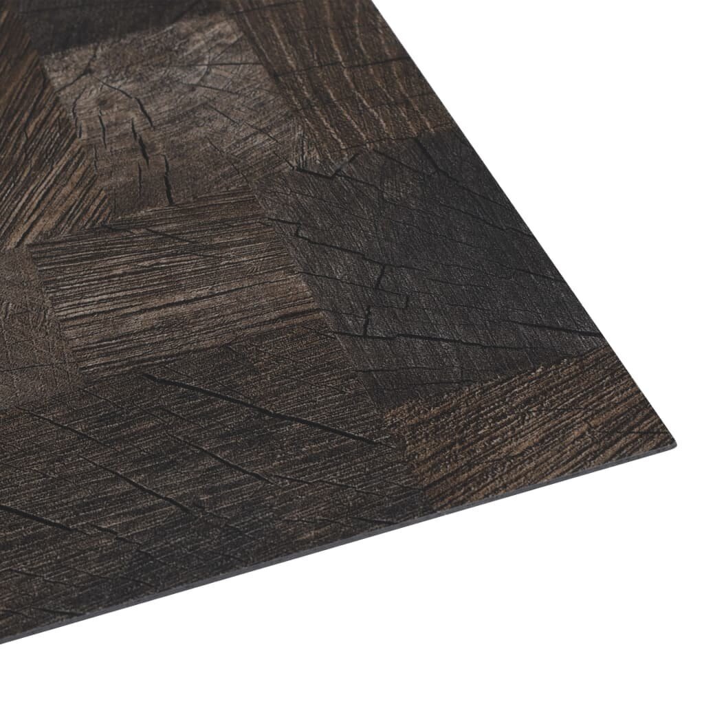 vidaXL grīdas flīzes, pašlīmējošas, 5,11 m², brūna koka tekstūra, PVC cena un informācija | Āra grīdas segumi | 220.lv