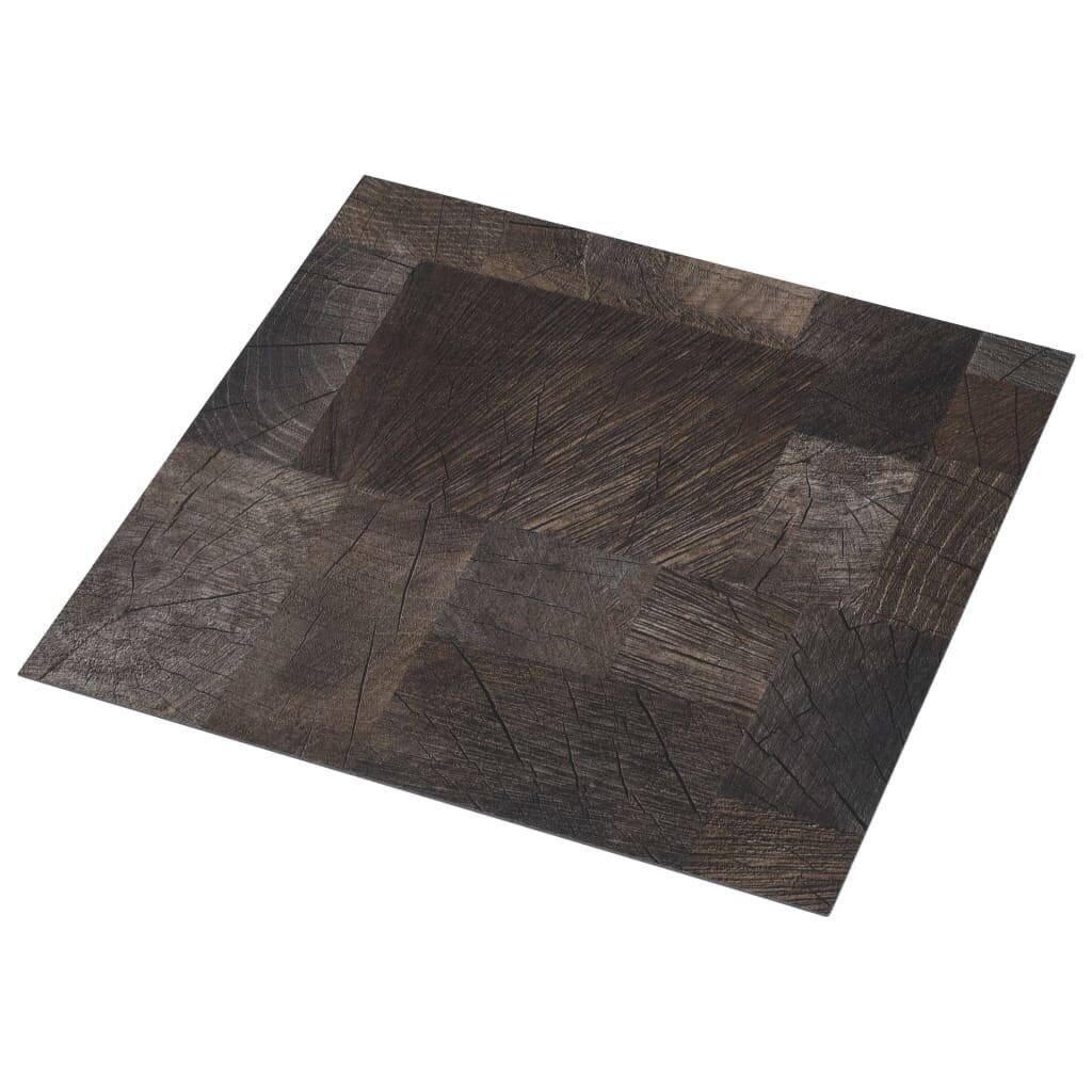 vidaXL grīdas flīzes, pašlīmējošas, 5,11 m², brūna koka tekstūra, PVC cena un informācija | Āra grīdas segumi | 220.lv