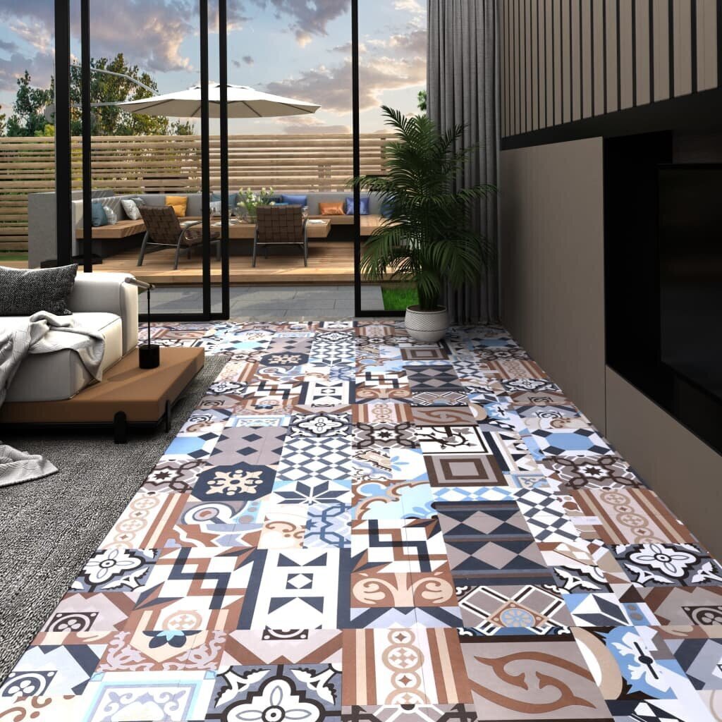 vidaXL grīdas flīzes, pašlīmējošas, 5,11 m², mono raksts, PVC цена и информация | Āra grīdas segumi | 220.lv
