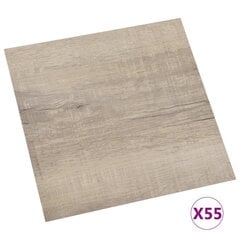 vidaXL grīdas flīzes, 55 gb., pašlīmējošas, 5,11 m², PVC, pelēkbrūnas cena un informācija | Āra grīdas segumi | 220.lv
