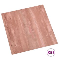 vidaXL grīdas flīzes, 55 gab., pašlīmējošas, 5,11 m², PVC, sarkanas cena un informācija | Āra grīdas segumi | 220.lv