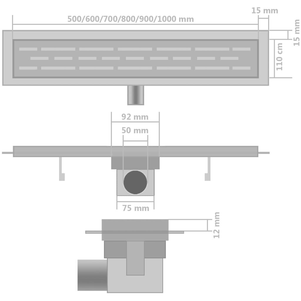 vidaXL lineārās dušas notekas, 2 gab., 530x140 mm, nerūsējošs tērauds cena un informācija | Dušas trapi | 220.lv