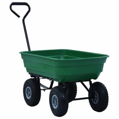 vidaXL dārza ratiņi, 300 kg, 75 L, zaļi цена и информация | Тележки | 220.lv
