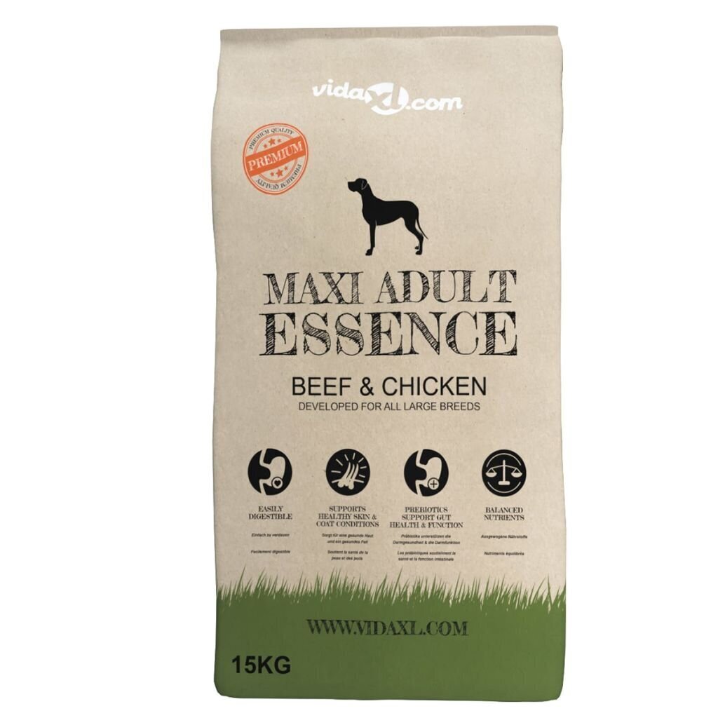 vidaXL suņu barība, Maxi Adult Essence Beef & Chicken, 2 gab., 30 kg cena un informācija | Sausā barība suņiem | 220.lv