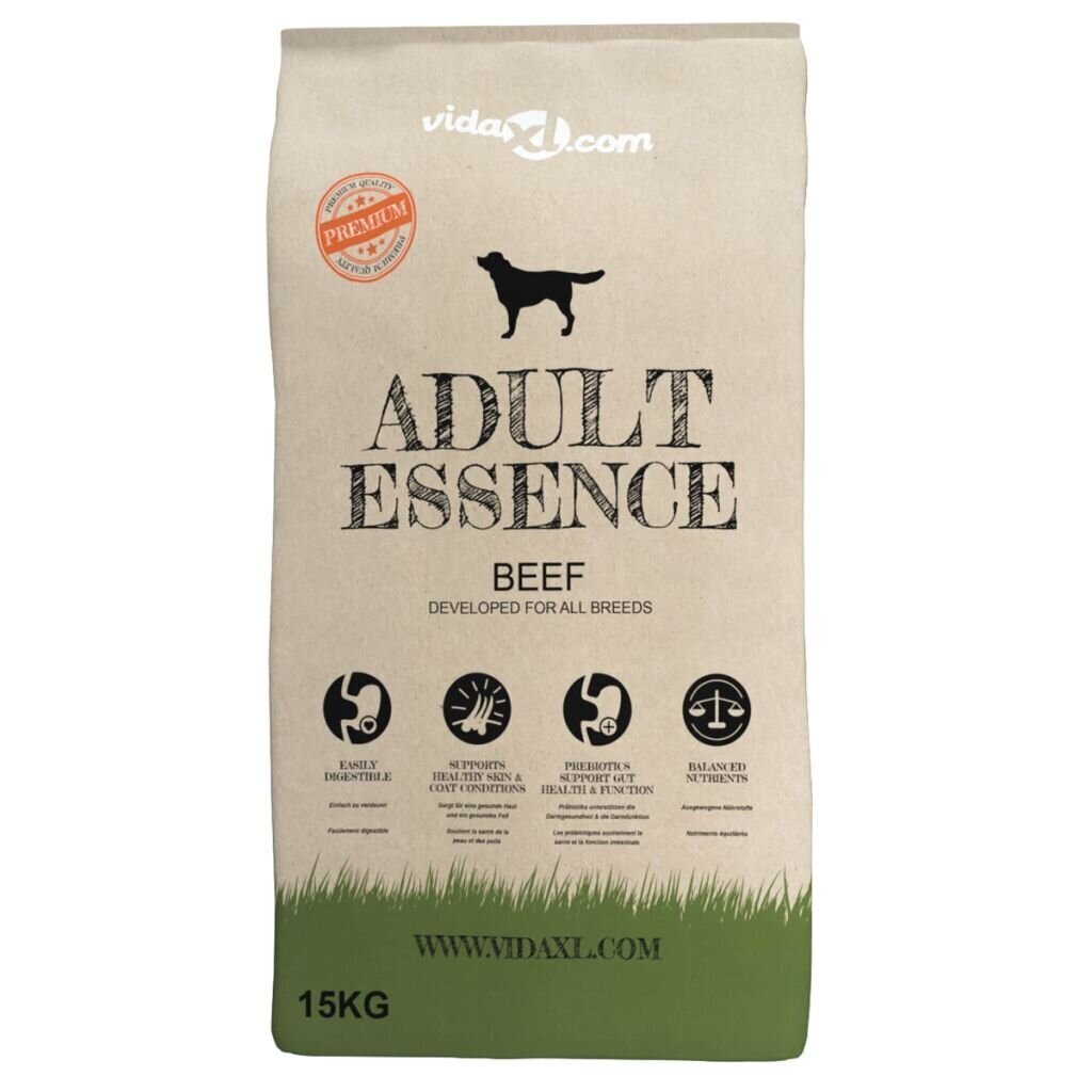 vidaXL suņu sausā barība, Adult Essence Beef, Premium, 15 kg cena un informācija | Sausā barība suņiem | 220.lv