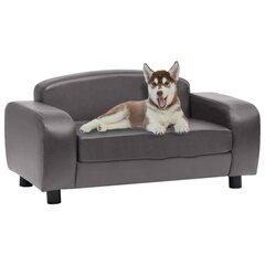 vidaXL suņu dīvāns, pelēks, 80x50x40 cm, mākslīgā āda cena un informācija | Suņu gultas, spilveni, būdas | 220.lv