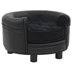 vidaXL suņu dīvāns, melns, 48x48x32 cm, plīšs, mākslīgā āda cena un informācija | Suņu gultas, spilveni, būdas | 220.lv