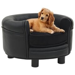 vidaXL suņu dīvāns, melns, 48x48x32 cm, plīšs, mākslīgā āda цена и информация | Лежаки, домики | 220.lv