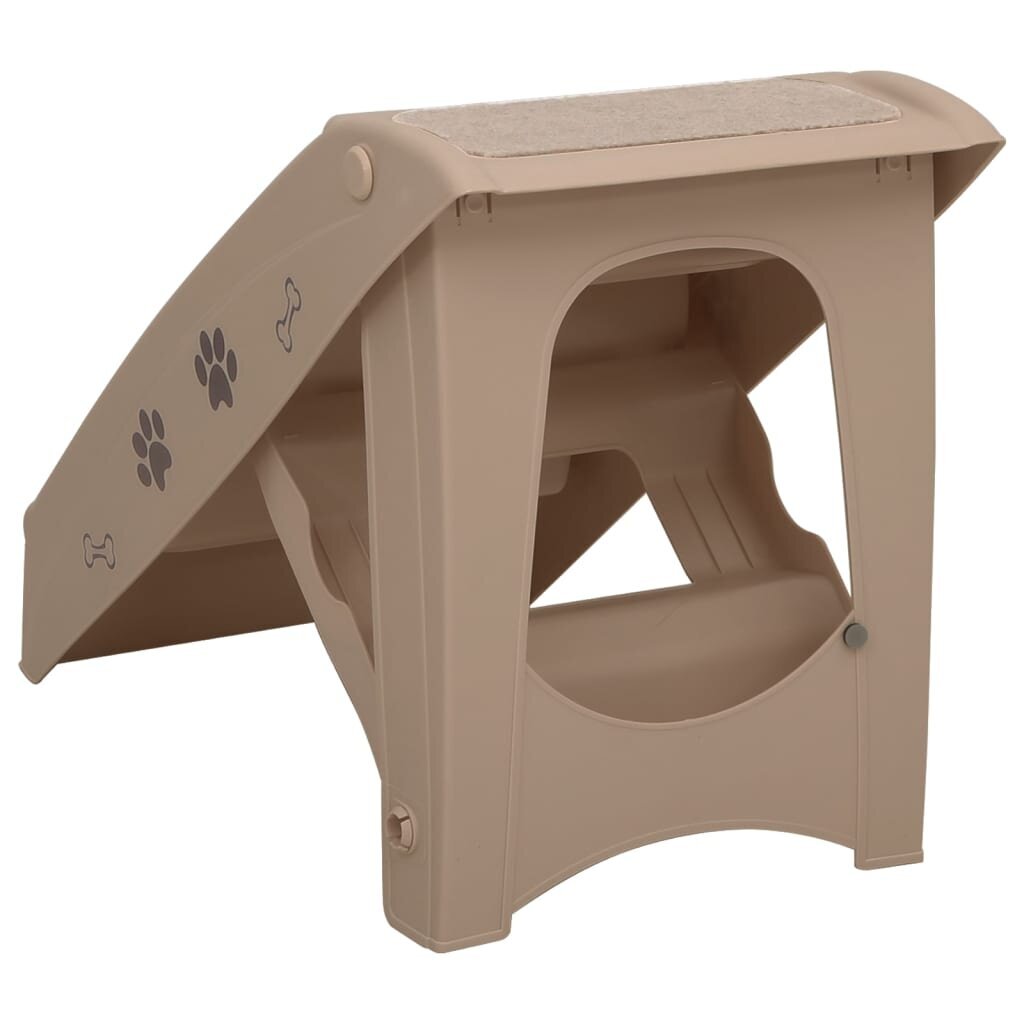 vidaXL saliekamas suņu kāpnes, 62x40x49,5 cm, brūnas cena un informācija | Suņu gultas, spilveni, būdas | 220.lv