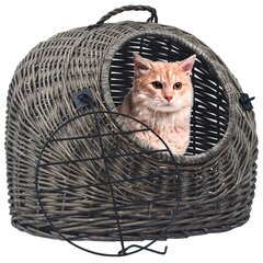 vidaXL kaķu pārvadāšanas kaste, pelēka, 45x35x35 cm, dabisks vītols цена и информация | Переноски, сумки | 220.lv