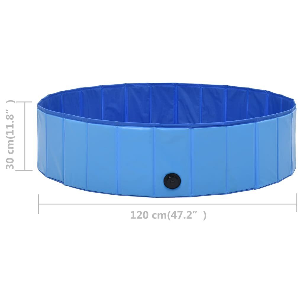 vidaXL suņu baseins, salokāms, zils, 120x30 cm, PVC cena un informācija | Kopšanas līdzekļi dzīvniekiem | 220.lv