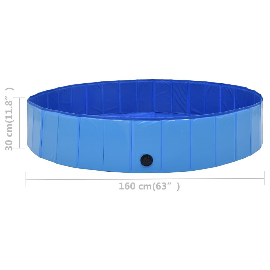 vidaXL suņu baseins, salokāms, zils, 160x30 cm, PVC цена и информация | Kopšanas līdzekļi dzīvniekiem | 220.lv