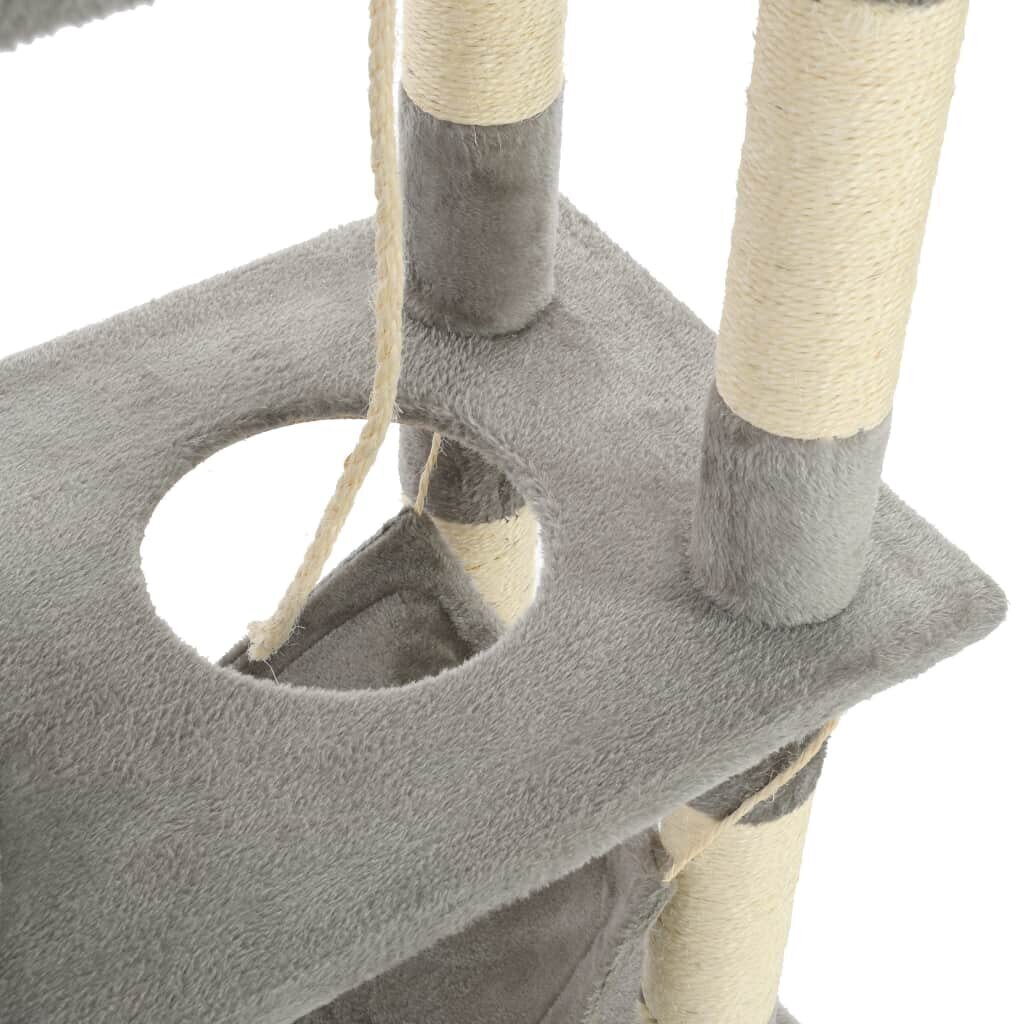 vidaXL kaķu māja ar sizala stabiem nagu asināšanai, 140 cm, pelēka цена и информация | Kaķu mājas, nagu asināmie | 220.lv