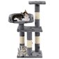 vidaXL kaķu māja, stabi nagu asināšanai, 65 cm, pelēka ar ķepu apdruka cena un informācija | Kaķu mājas, nagu asināmie | 220.lv