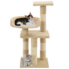 vidaXL kaķu māja ar sizala stabiem nagu asināšanai, 65 cm, bēša cena un informācija | Kaķu mājas, nagu asināmie | 220.lv