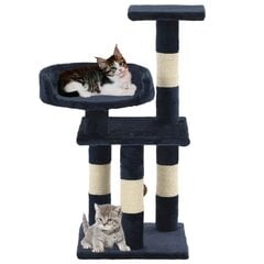 vidaXL kaķu māja ar sizala stabiem nagu asināšanai, 65 cm, zila cena un informācija | Kaķu mājas, nagu asināmie | 220.lv