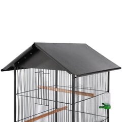 vidaXL putnu būris ar jumtu, 66x66x155 cm, melns tērauds cena un informācija | Putnu būri un barotavas | 220.lv