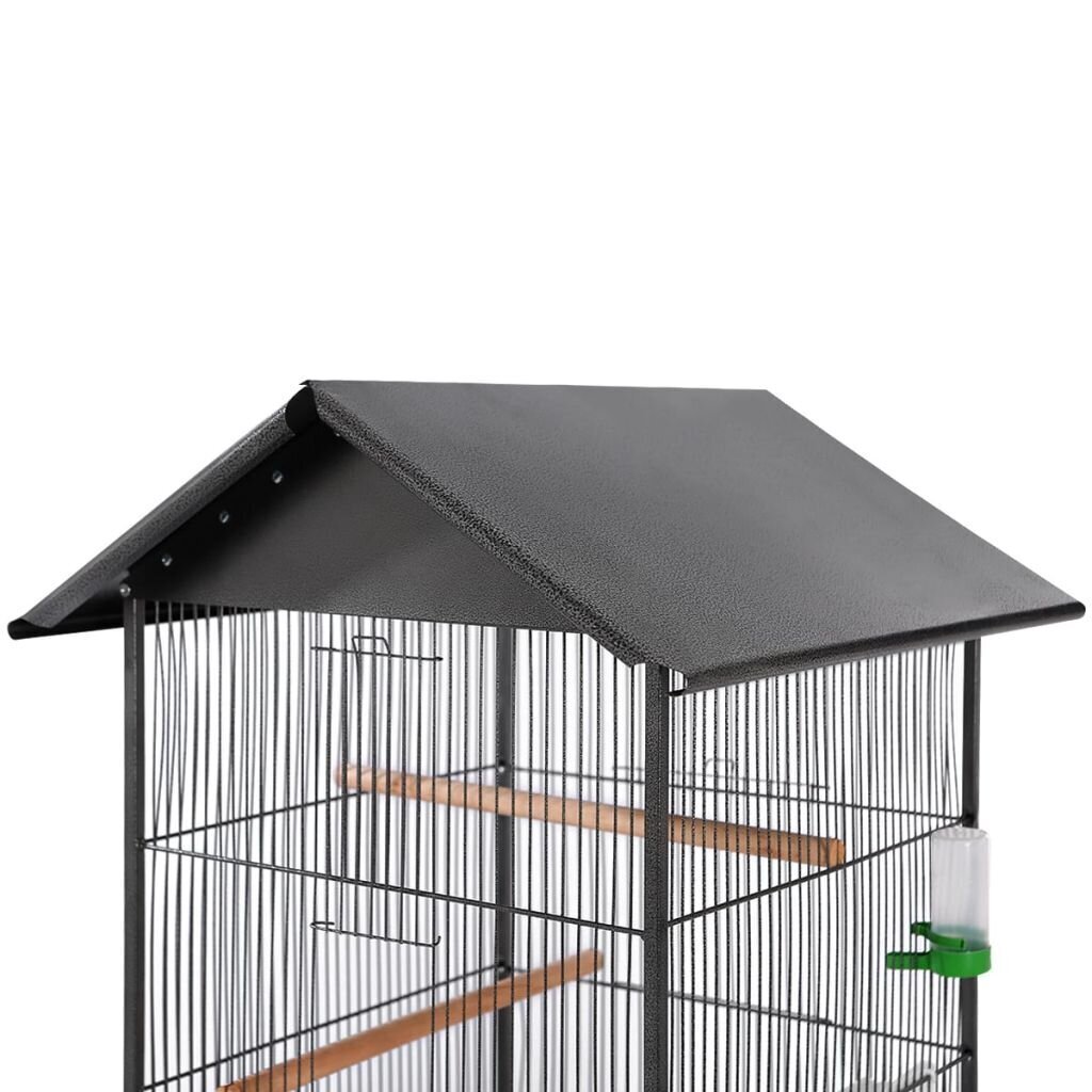vidaXL putnu būris ar jumtu, 66x66x155 cm, melns tērauds цена и информация | Putnu būri un barotavas | 220.lv