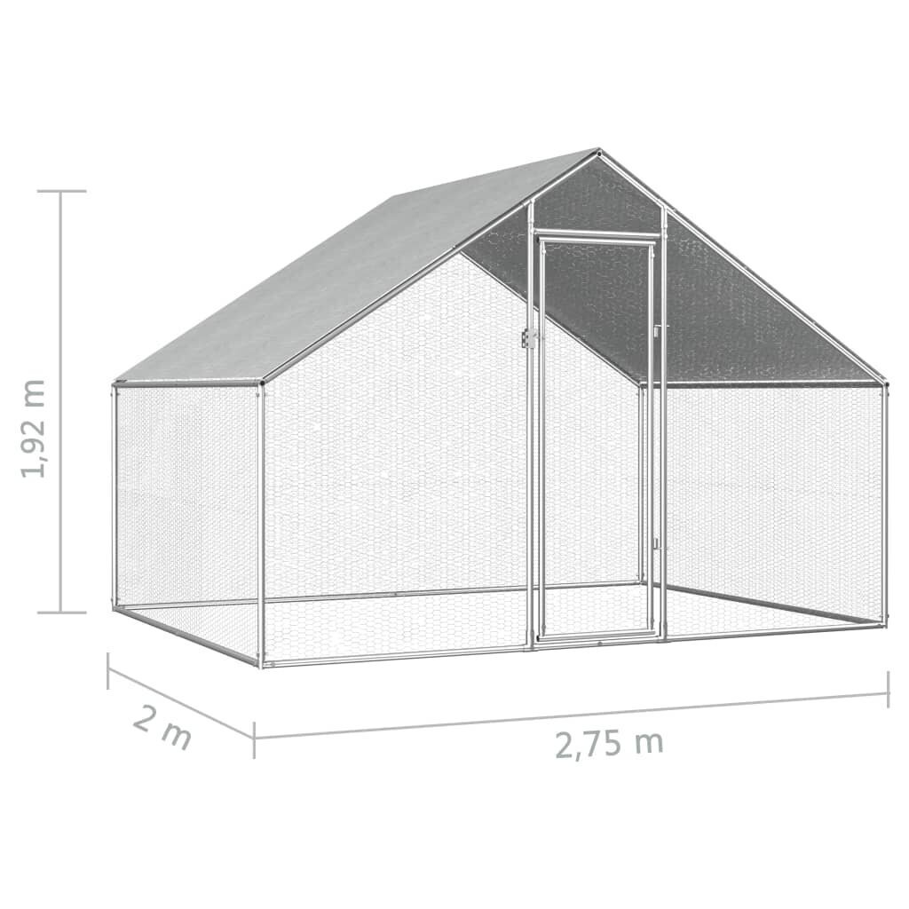 vidaXL vistu būris, 2,75x2x1,92 m, cinkots tērauds цена и информация | Putnu būri un barotavas | 220.lv