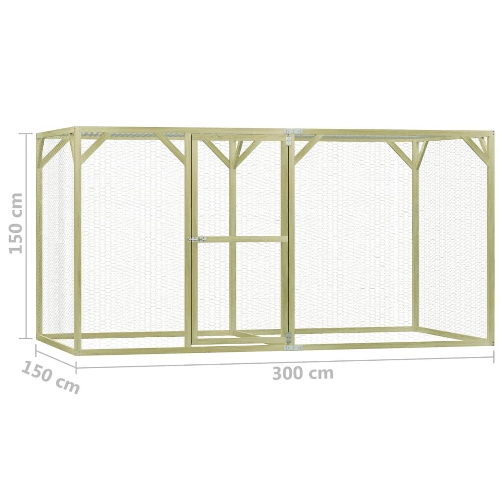 vidaXL vistu būris, 1,5x3x1,5 m, impregnēts priedes koks цена и информация | Putnu būri un barotavas | 220.lv