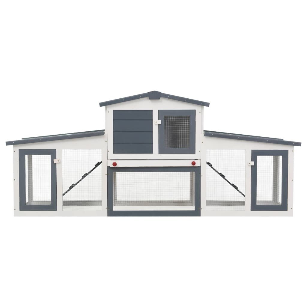 vidaXL trušu būris, pelēks un balts, 204x45x85 cm, koks cena un informācija | Būri un aksesuāri grauzējiem | 220.lv