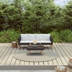 vidaXL 2-daļīgs dārza atpūtas mēbeļu komplekts, melna PE rotangpalma цена и информация | Комплекты уличной мебели | 220.lv