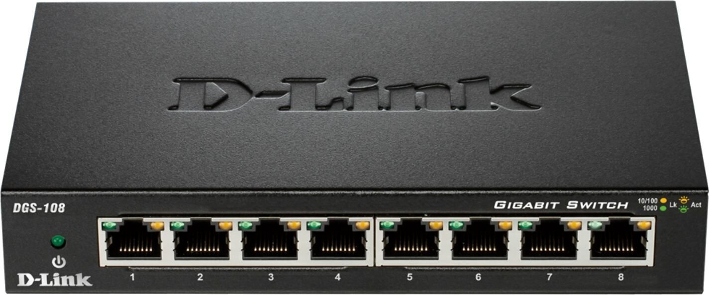 D-Link DGS108 цена и информация | Rūteri (maršrutētāji) | 220.lv