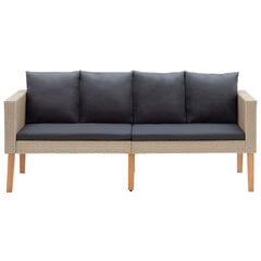 vidaXL divvietīgs dārza dīvāns ar matračiem, bēša PE rotangpalma цена и информация | скамейка со столиком | 220.lv