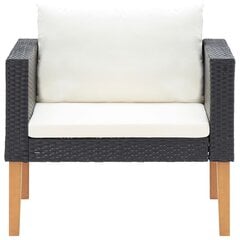 vidaXL dārza dīvāns ar matračiem, vienvietīgs, melns PE pinums cena un informācija | Dārza krēsli | 220.lv