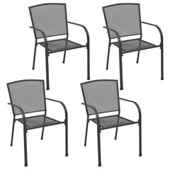 vidaXL āra krēsli, 4 gab., antracītpelēki, sieta dizains, tērauds цена и информация | скамейка со столиком | 220.lv