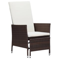 vidaXL atgāžams dārza krēsls ar matračiem, brūna PE rotangpalma cena un informācija | Dārza krēsli | 220.lv