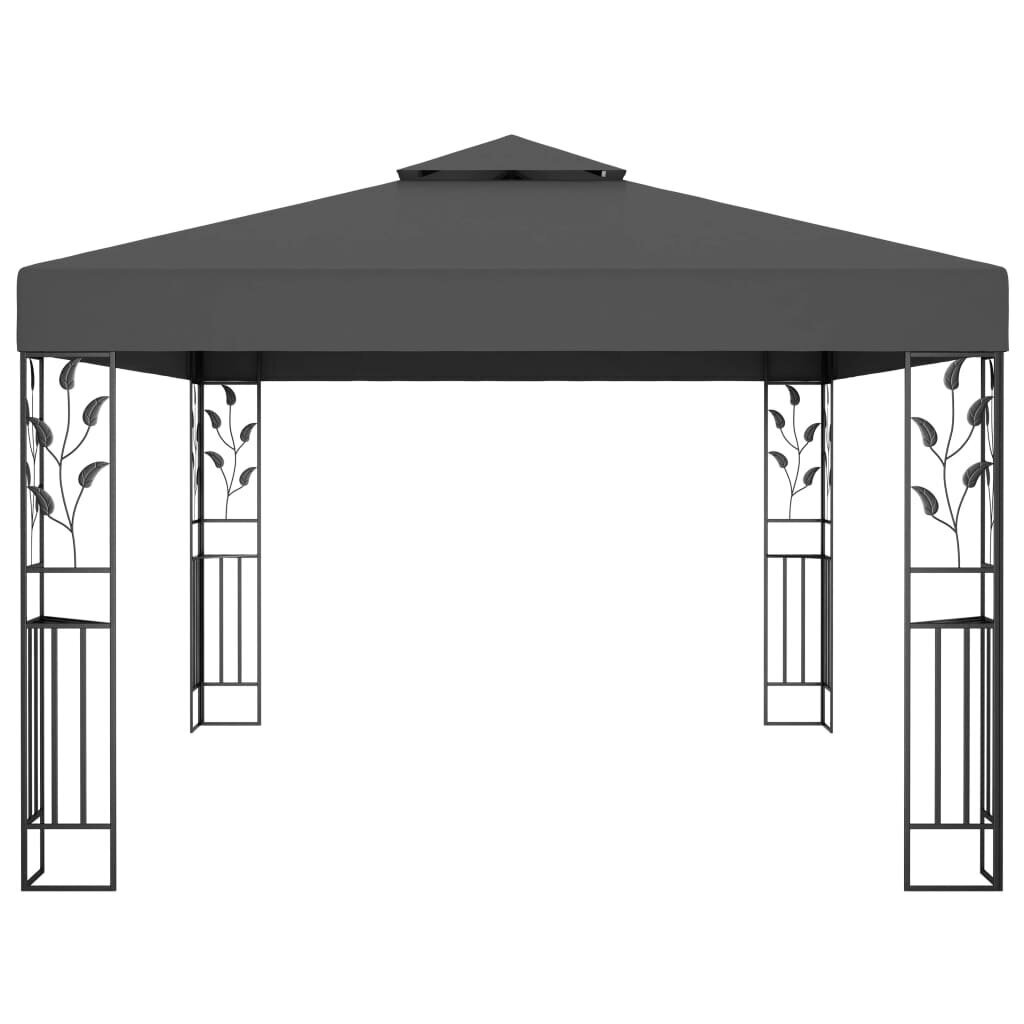 vidaXL dārza nojume ar dubulto jumtu, 3x4 m, antracītpelēka cena un informācija | Dārza nojumes un lapenes | 220.lv