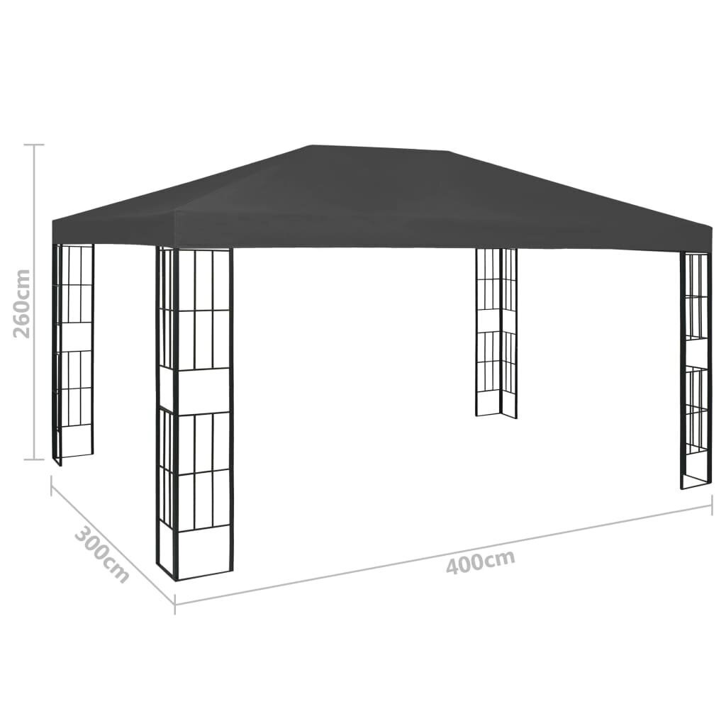 vidaXL dārza nojume, 3x4 m, antracītpelēka cena un informācija | Dārza nojumes un lapenes | 220.lv