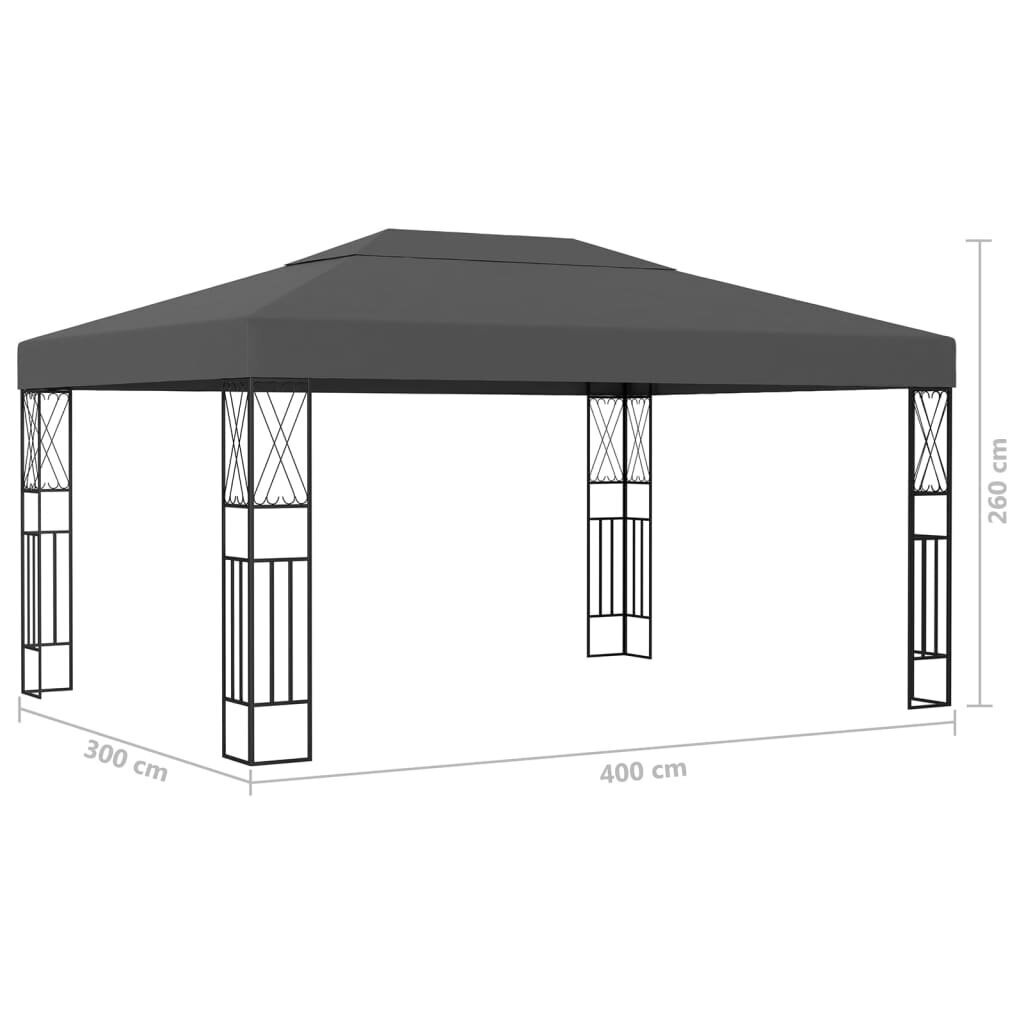 vidaXL dārza nojume, 3x4 m, antracītpelēks audums цена и информация | Dārza nojumes un lapenes | 220.lv