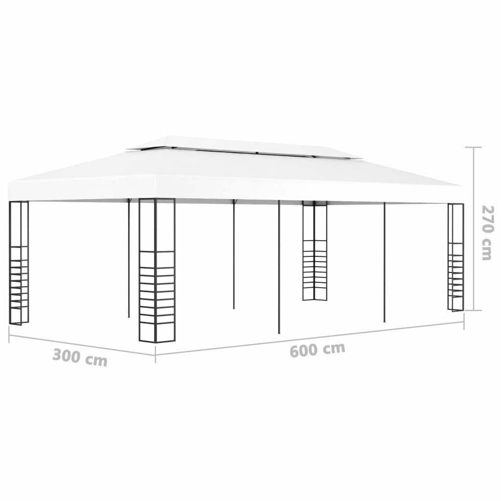 vidaXL dārza nojume, 6x3 m, balta cena un informācija | Dārza nojumes un lapenes | 220.lv