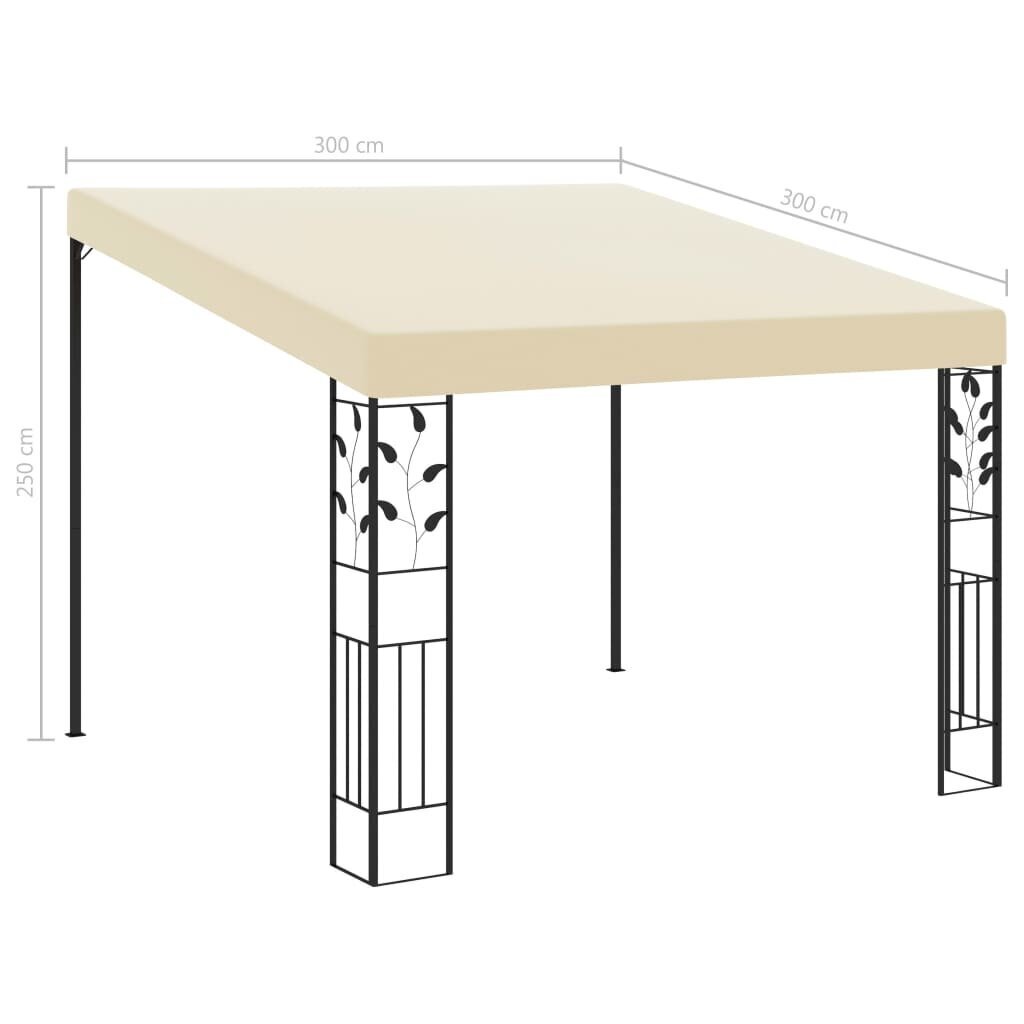 vidaXL dārza nojume, stiprināma pie sienas, 3x3x2,5 m, krēmkrāsas цена и информация | Dārza nojumes un lapenes | 220.lv