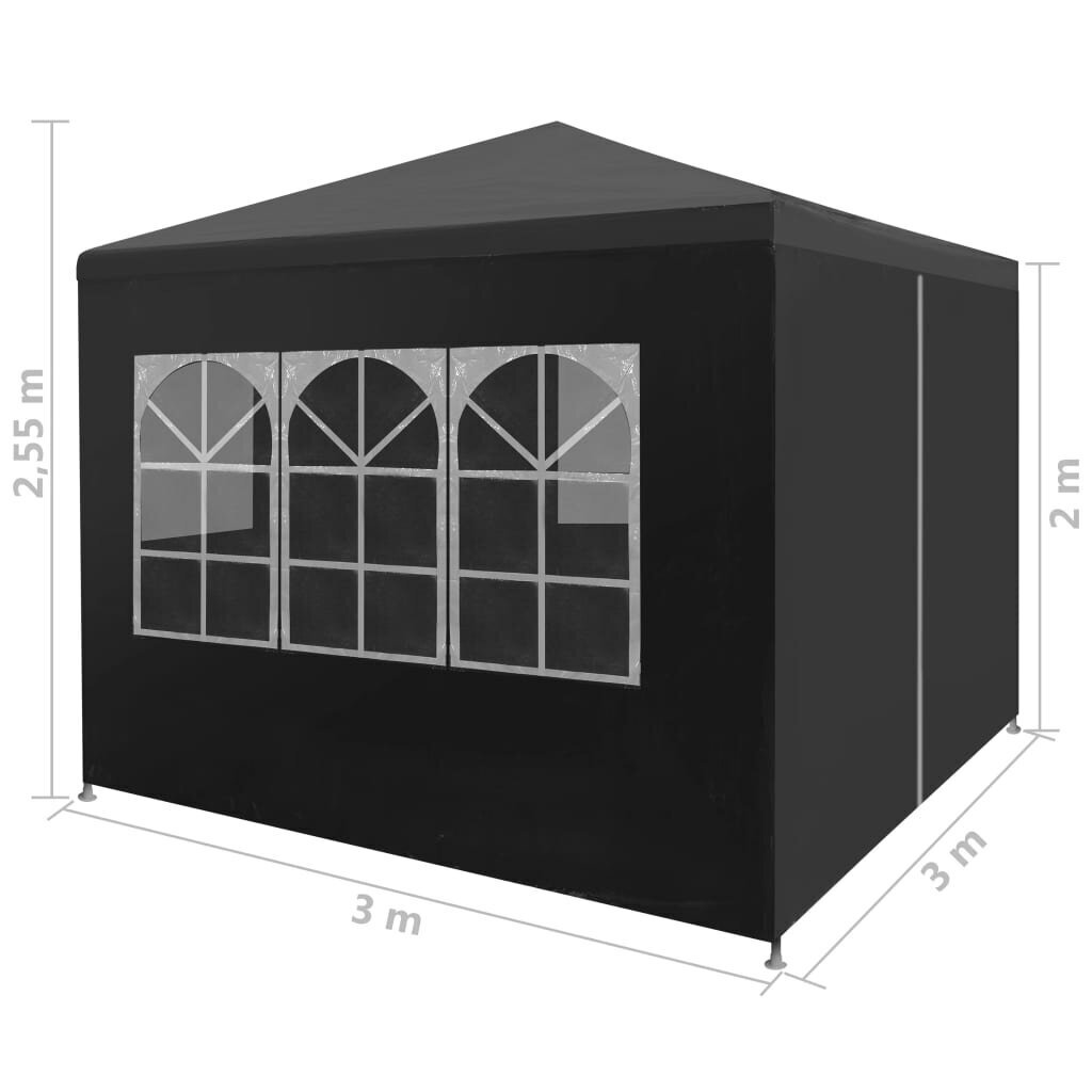 vidaXL svinību telts, antracītpelēka, 3x3 m цена и информация | Dārza nojumes un lapenes | 220.lv