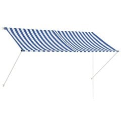 vidaXL markīze, 250x150 cm, sarullējama, zila ar baltu цена и информация | Зонты, маркизы, стойки | 220.lv