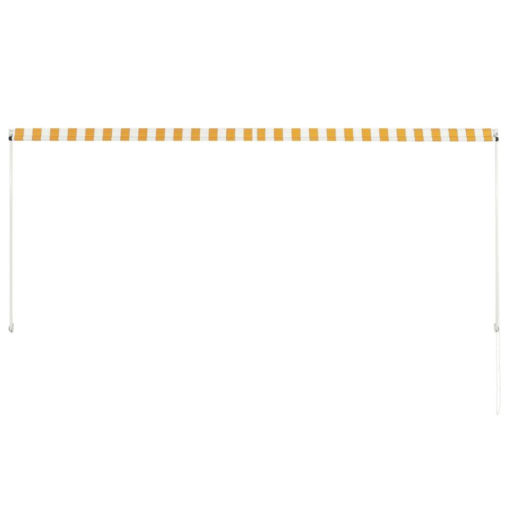 vidaXL markīze, 300x150 cm, sarullējama, dzeltena ar baltu cena un informācija | Saulessargi, markīzes un statīvi | 220.lv