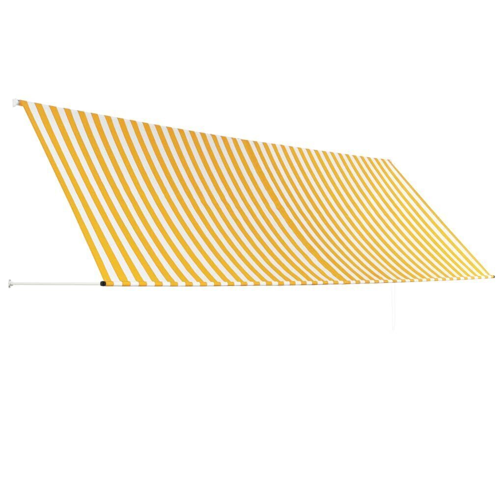 vidaXL markīze, 400x150 cm, sarullējama, dzeltena ar baltu cena un informācija | Saulessargi, markīzes un statīvi | 220.lv