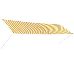 vidaXL markīze, 400x150 cm, sarullējama, dzeltena ar baltu цена и информация | Зонты, маркизы, стойки | 220.lv
