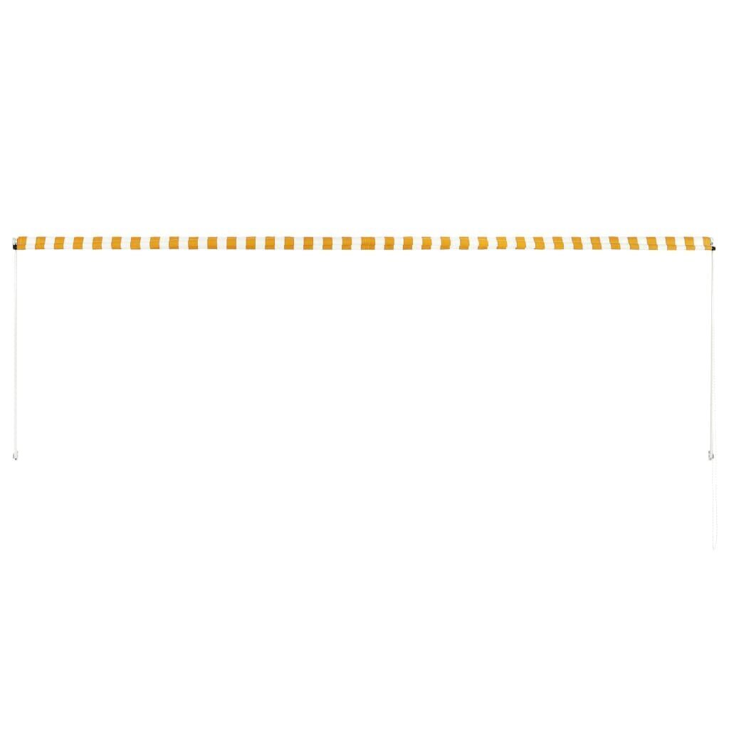 vidaXL markīze, 400x150 cm, sarullējama, dzeltena ar baltu cena un informācija | Saulessargi, markīzes un statīvi | 220.lv