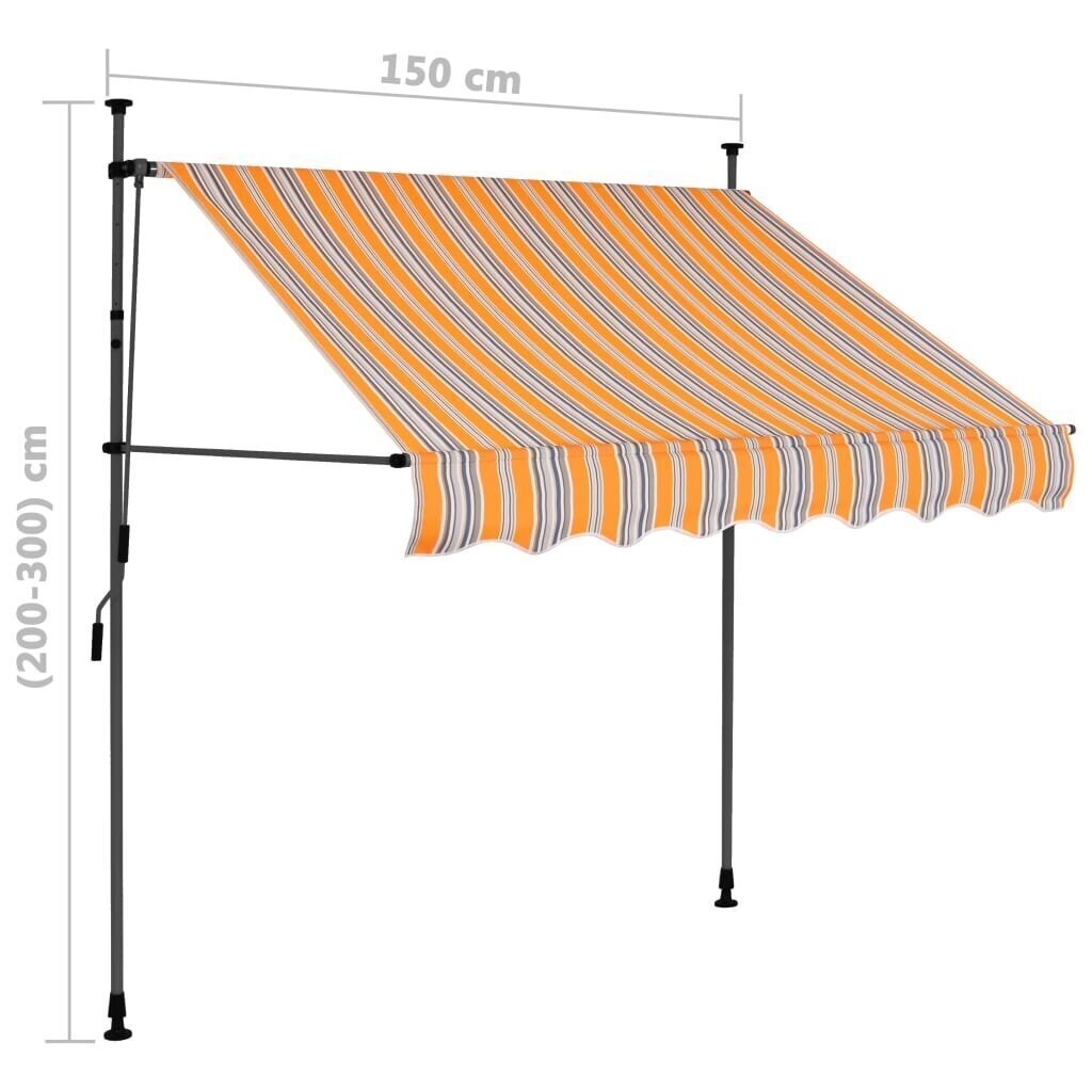 vidaXL izvelkama markīze ar LED, manuāla, 150 cm, dzeltena un zila cena un informācija | Saulessargi, markīzes un statīvi | 220.lv